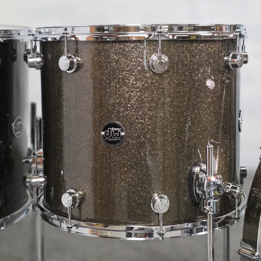 Used DW Performance 6pc Drum Set Pewter Sparkle w/Enduro Hard Cases - Very Good - Drum Center Of Portsmouth