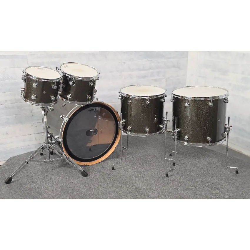Used DW Performance 6pc Drum Set Pewter Sparkle w/Enduro Hard Cases - Very Good - Drum Center Of Portsmouth
