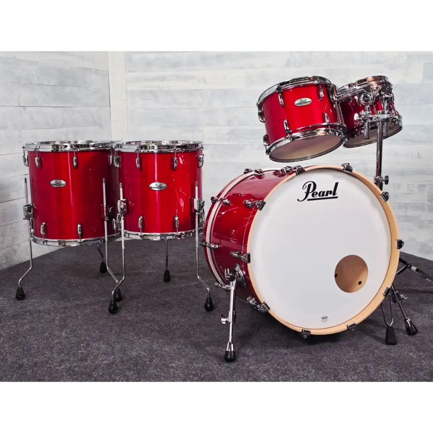 Used Pearl Professional Maple 5pc Drum Set Sequoia Red - Very Good - Drum Center Of Portsmouth