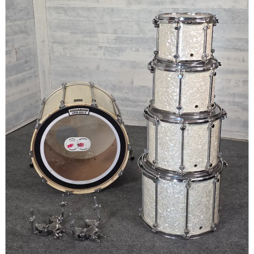 Used GMS 5pc Drum Set White Marine Pearl - Fair - Drum Center Of Portsmouth