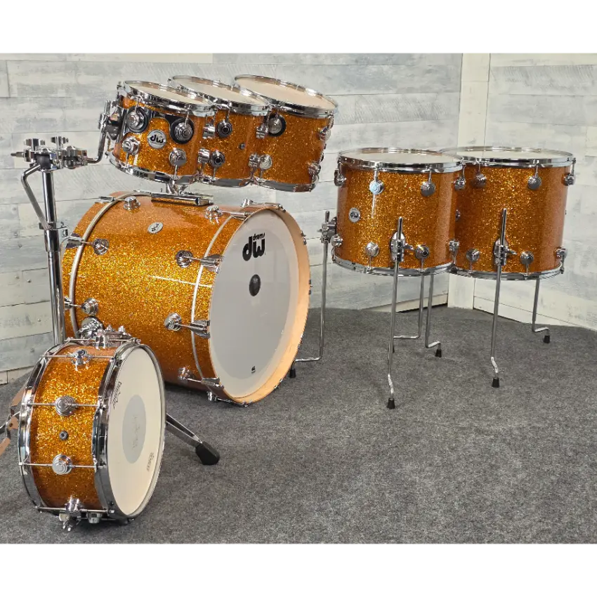 Used DW Collectors VLT 333 Maple 7pc Drum Set Burnt Orange Glass - Very Good - Drum Center Of Portsmouth