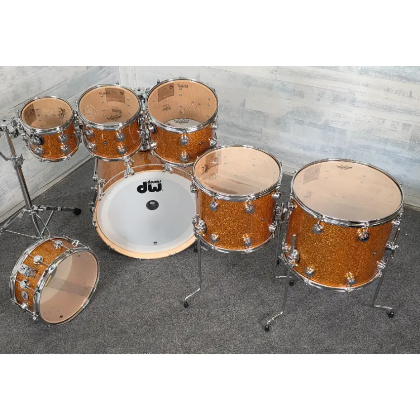 Used DW Collectors VLT 333 Maple 7pc Drum Set Burnt Orange Glass - Very Good - Drum Center Of Portsmouth