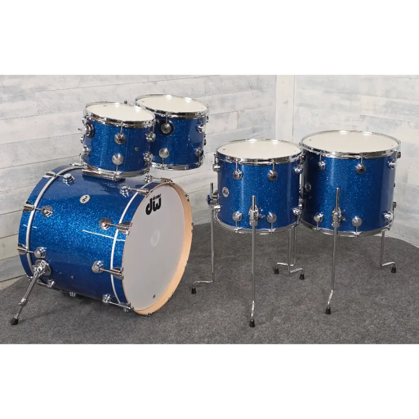 Used DW Collectors VLT 333 Maple 6pc Drum Set Blue Glass - Very Good - Drum Center Of Portsmouth