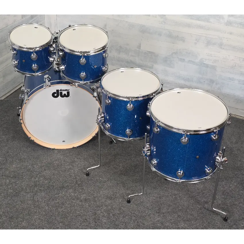 Used DW Collectors VLT 333 Maple 6pc Drum Set Blue Glass - Very Good - Drum Center Of Portsmouth