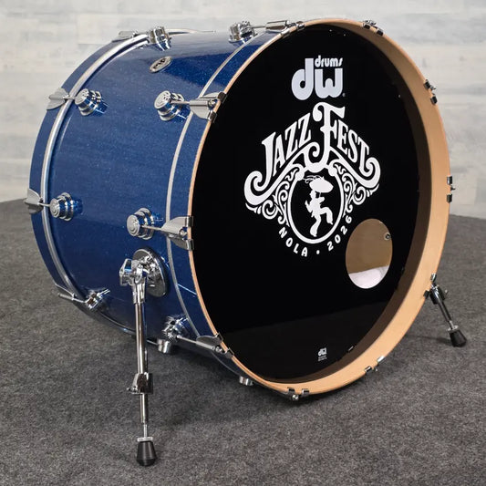 Used DW Collectors VLT 333 Maple Bass Drum 24x16 Blue Glass - Very Good - Drum Center Of Portsmouth