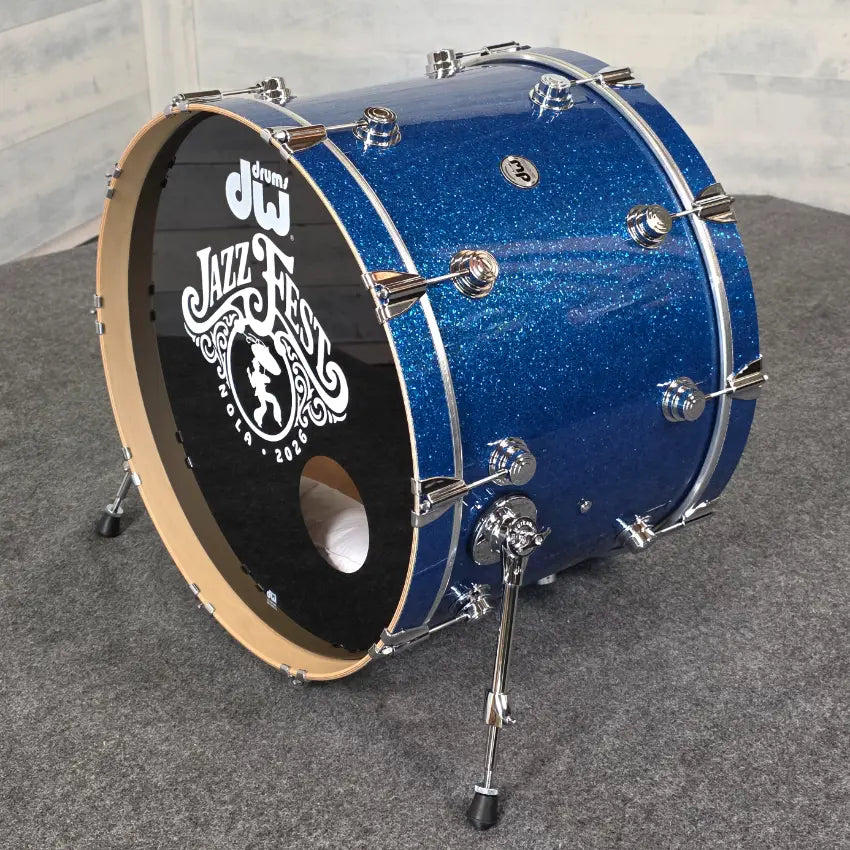 Used DW Collectors VLT 333 Maple Bass Drum 24x16 Blue Glass - Very Good - Drum Center Of Portsmouth