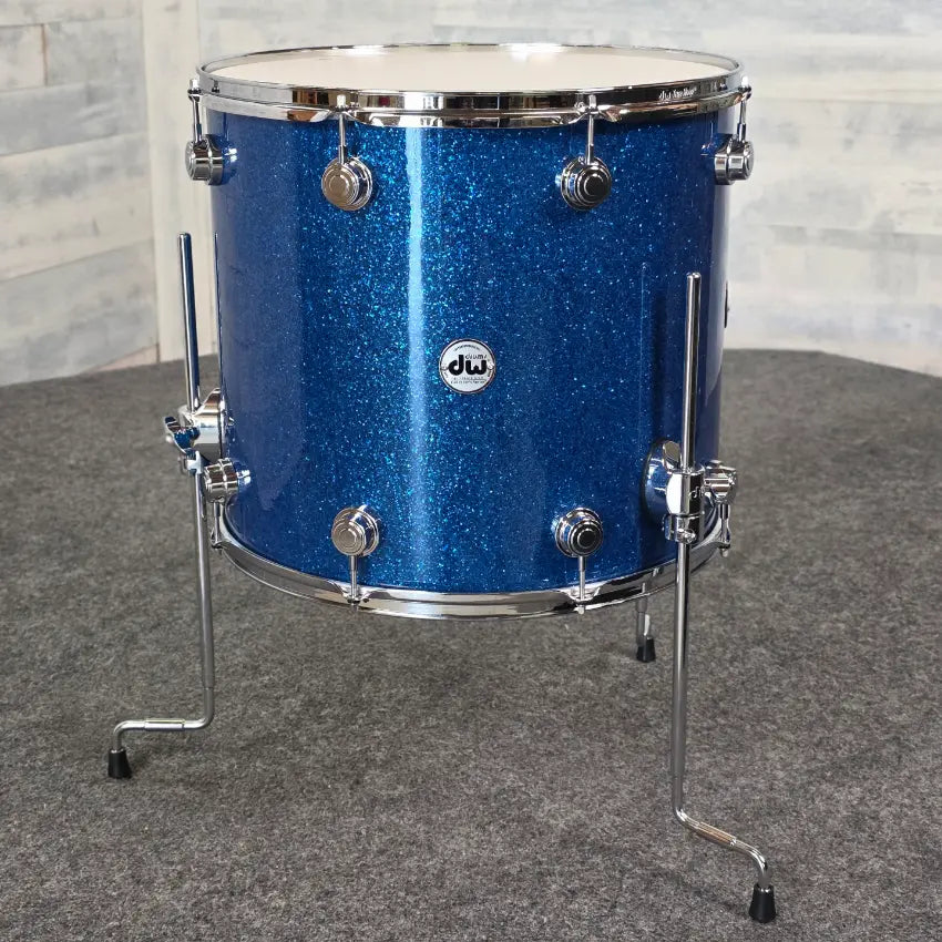 Used DW Collectors VLT 333 Maple Floor Tom 18x16 Blue Glass - Very Good - Drum Center Of Portsmouth