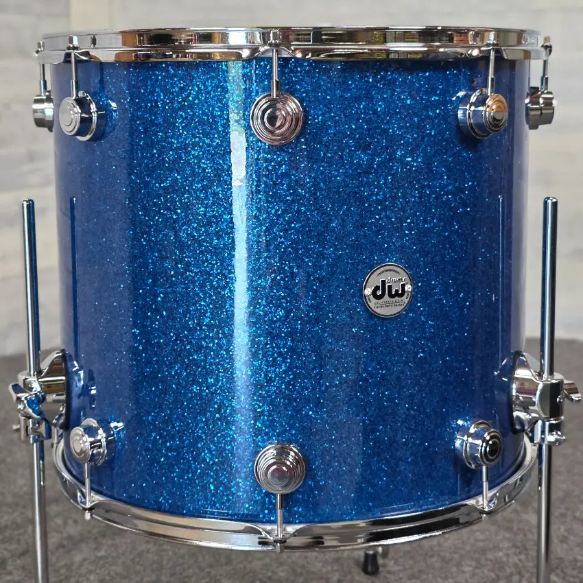 Used DW Collectors VLT 333 Maple Floor Tom 18x16 Blue Glass - Very Good - Drum Center Of Portsmouth