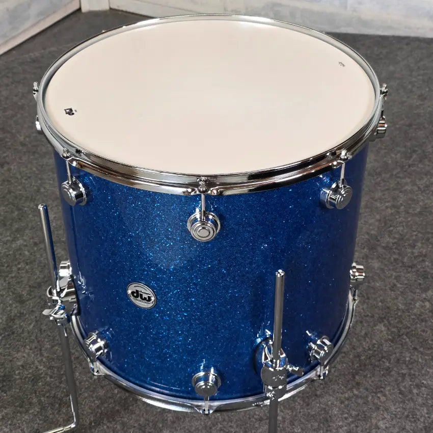 Used DW Collectors VLT 333 Maple Floor Tom 18x16 Blue Glass - Very Good - Drum Center Of Portsmouth