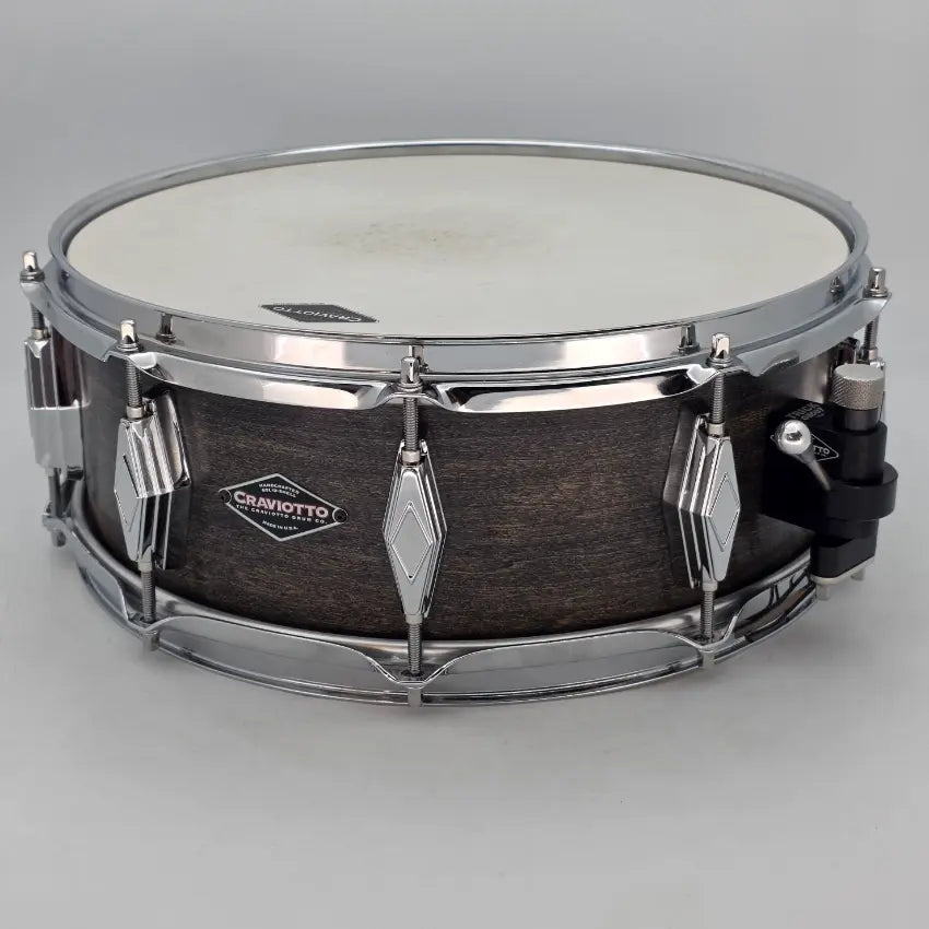 Used Craviotto Solid Maple Snare Drum 14x5.5 Satin Black w/ Diamond Lugs - Excellent - Drum Center Of Portsmouth