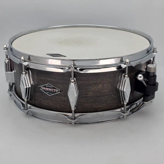 Used Craviotto Solid Maple Snare Drum 14x5.5 Satin Black w/ Diamond Lugs - Excellent - Drum Center Of Portsmouth