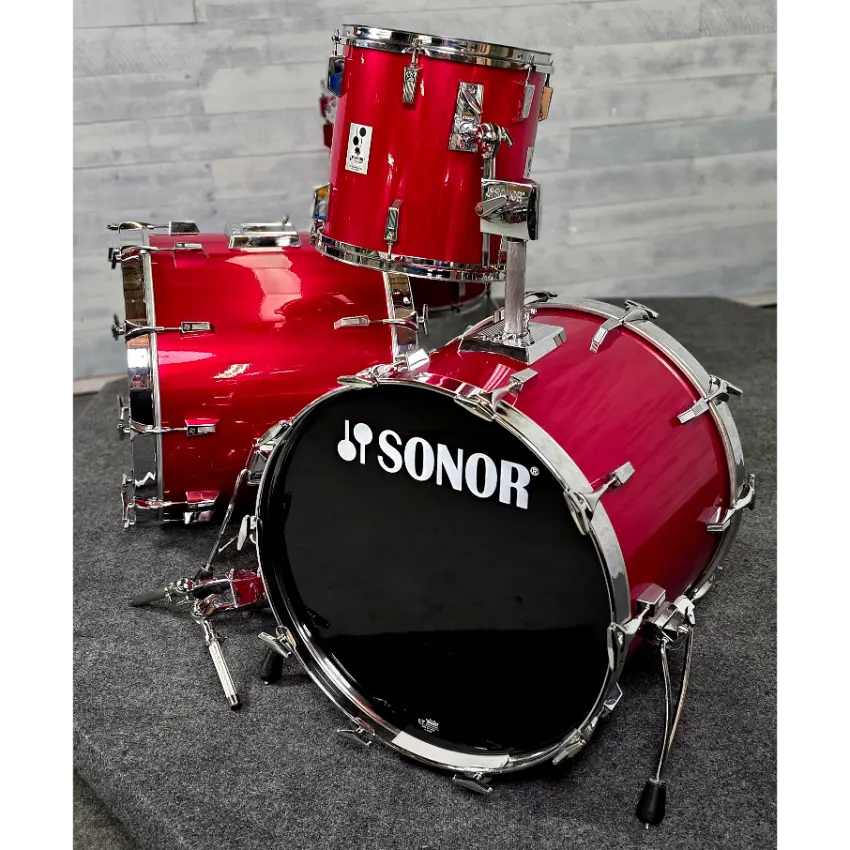 Used Vintage Sonor Phonic Plus 5pc Drum Set Candy Apple Red - Very Good - Drum Center Of Portsmouth