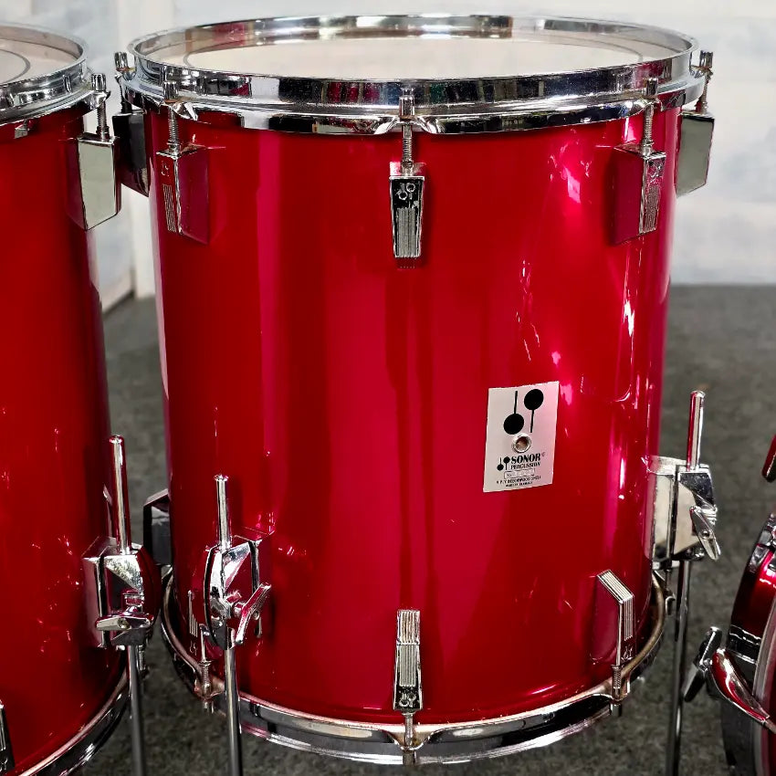 Used Vintage Sonor Phonic Plus 5pc Drum Set Candy Apple Red - Very Good - Drum Center Of Portsmouth