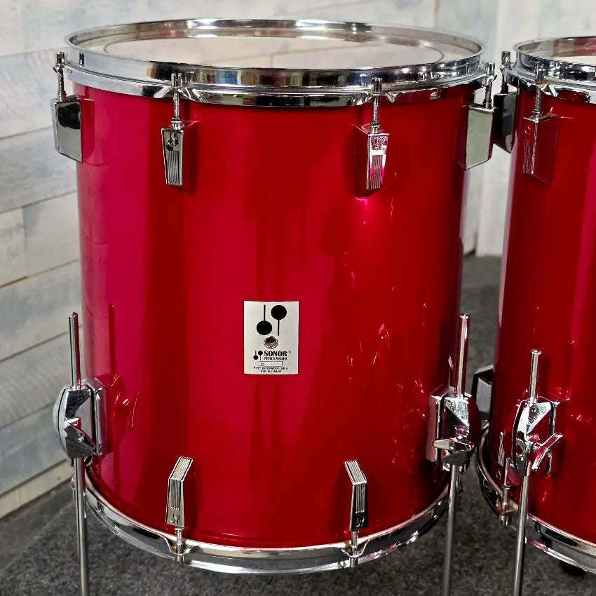 Used Vintage Sonor Phonic Plus 5pc Drum Set Candy Apple Red - Very Good - Drum Center Of Portsmouth