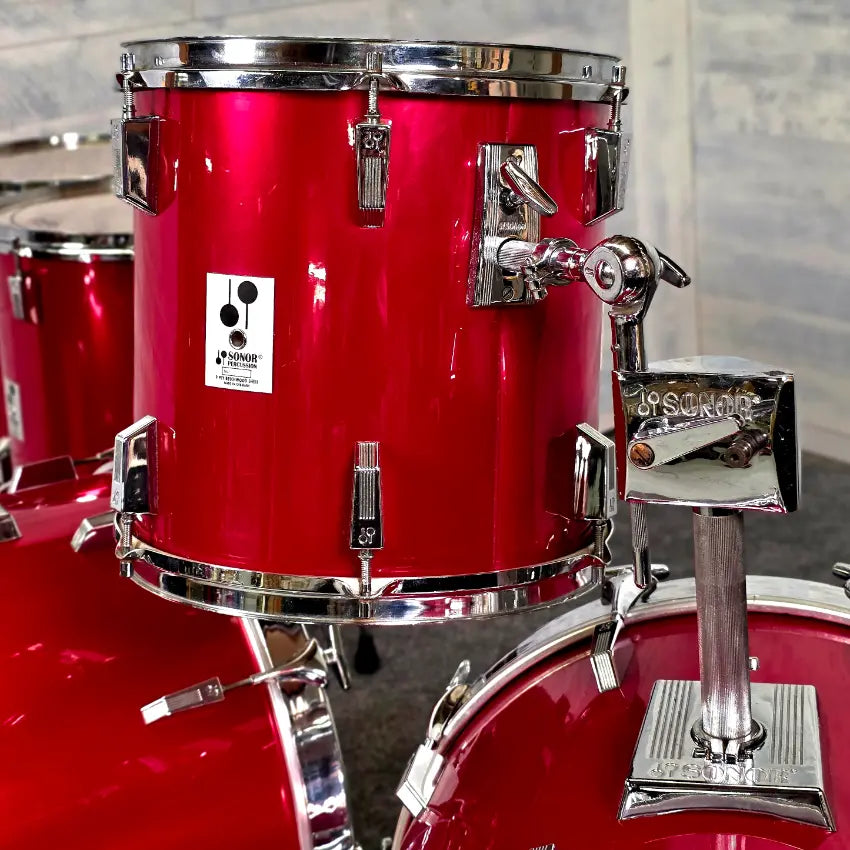 Used Vintage Sonor Phonic Plus 5pc Drum Set Candy Apple Red - Very Good - Drum Center Of Portsmouth