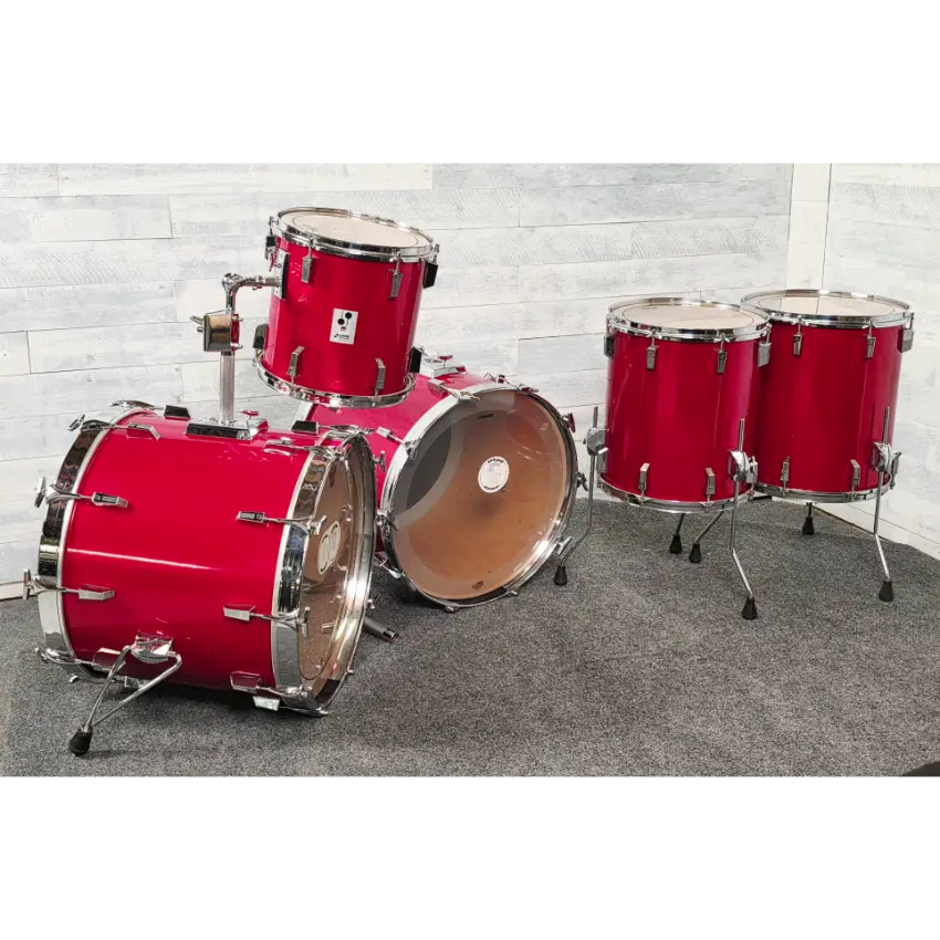 Used Vintage Sonor Phonic Plus 5pc Drum Set Candy Apple Red - Very Good - Drum Center Of Portsmouth
