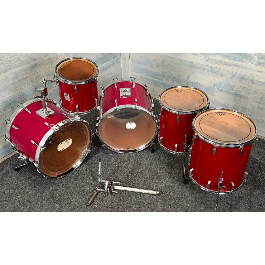 Used Vintage Sonor Phonic Plus 5pc Drum Set Candy Apple Red - Very Good - Drum Center Of Portsmouth