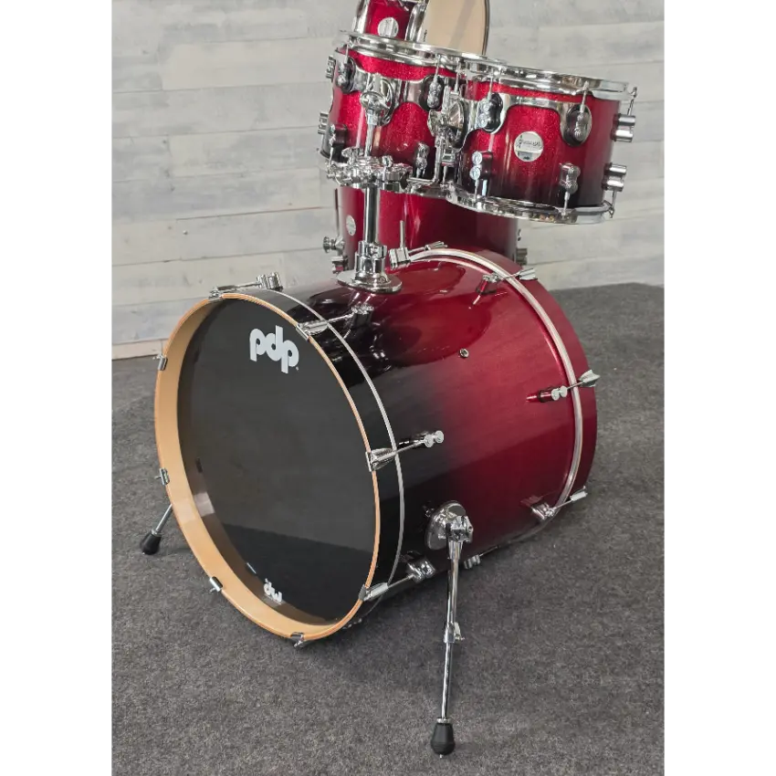 Used PDP Concept Maple 5pc Drum Set Red to Black Fade - Good - Drum Center Of Portsmouth