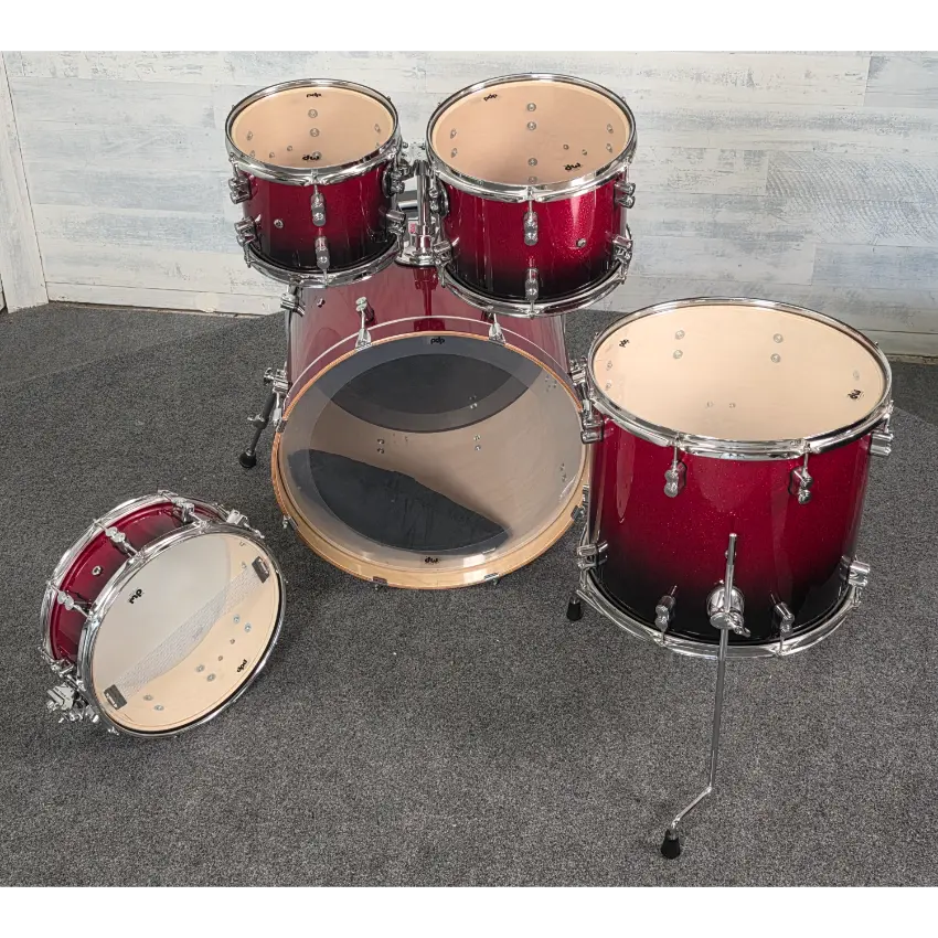 Used PDP Concept Maple 5pc Drum Set Red to Black Fade - Good - Drum Center Of Portsmouth