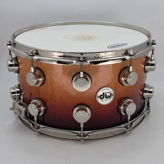 Used DW Collectors Pure Maple Snare Drum 14x7 Exotic Waterfall Bubinga w/ Nickel Hardware - Very Good - Drum Center Of Portsmouth