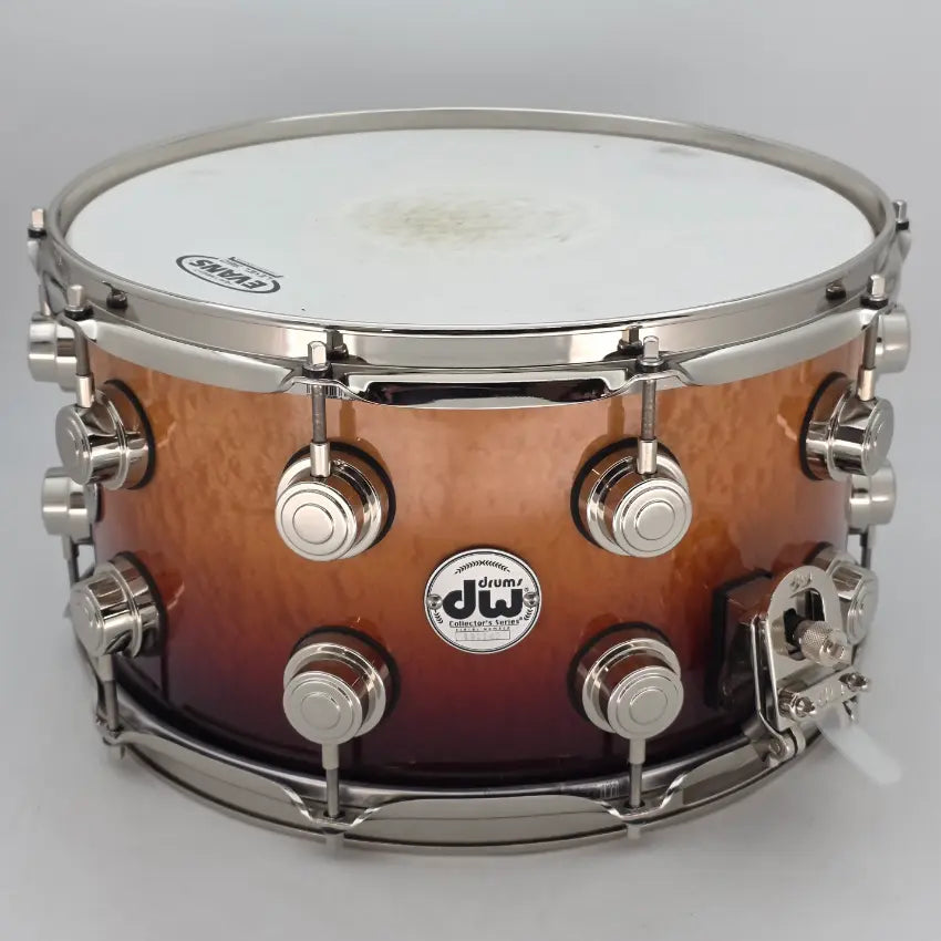Used DW Collectors Pure Maple Snare Drum 14x7 Exotic Waterfall Bubinga w/ Nickel Hardware - Very Good - Drum Center Of Portsmouth