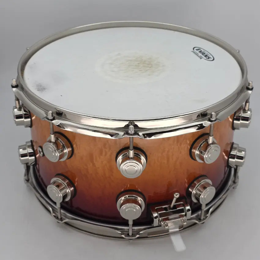 Used DW Collectors Pure Maple Snare Drum 14x7 Exotic Waterfall Bubinga w/ Nickel Hardware - Very Good - Drum Center Of Portsmouth