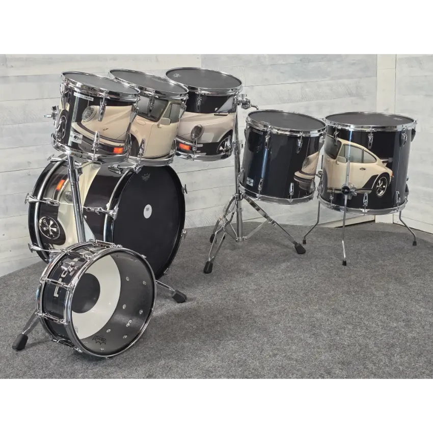Used Remo Mastertouch 7pc Drum Set Custom Porsche Wrap - Very Good - Drum Center Of Portsmouth