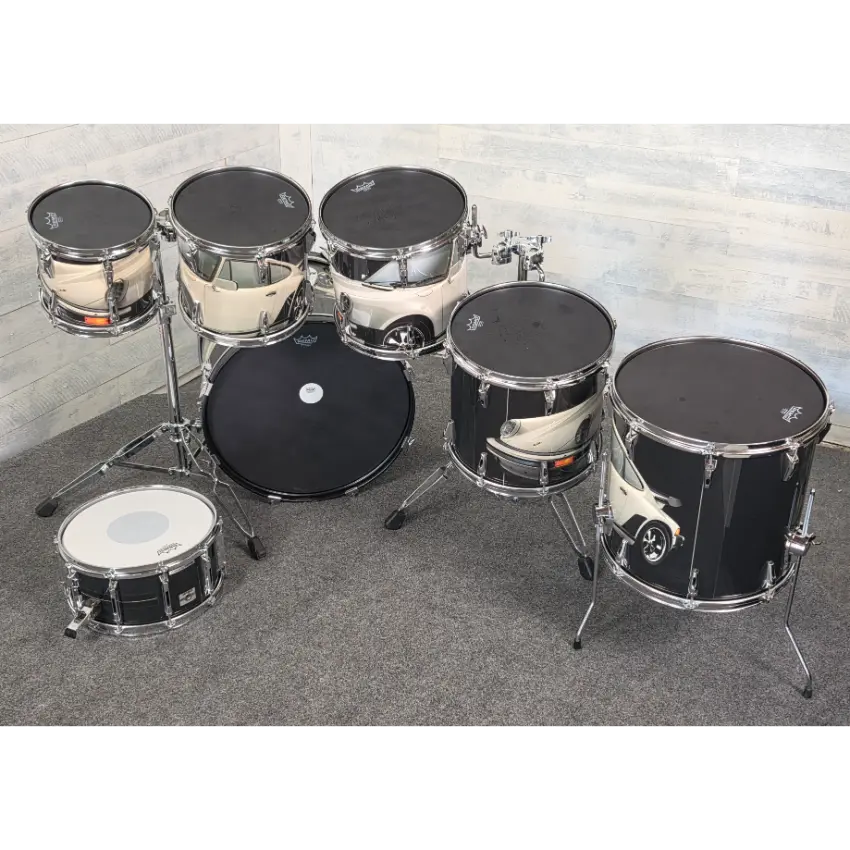 Used Remo Mastertouch 7pc Drum Set Custom Porsche Wrap - Very Good - Drum Center Of Portsmouth