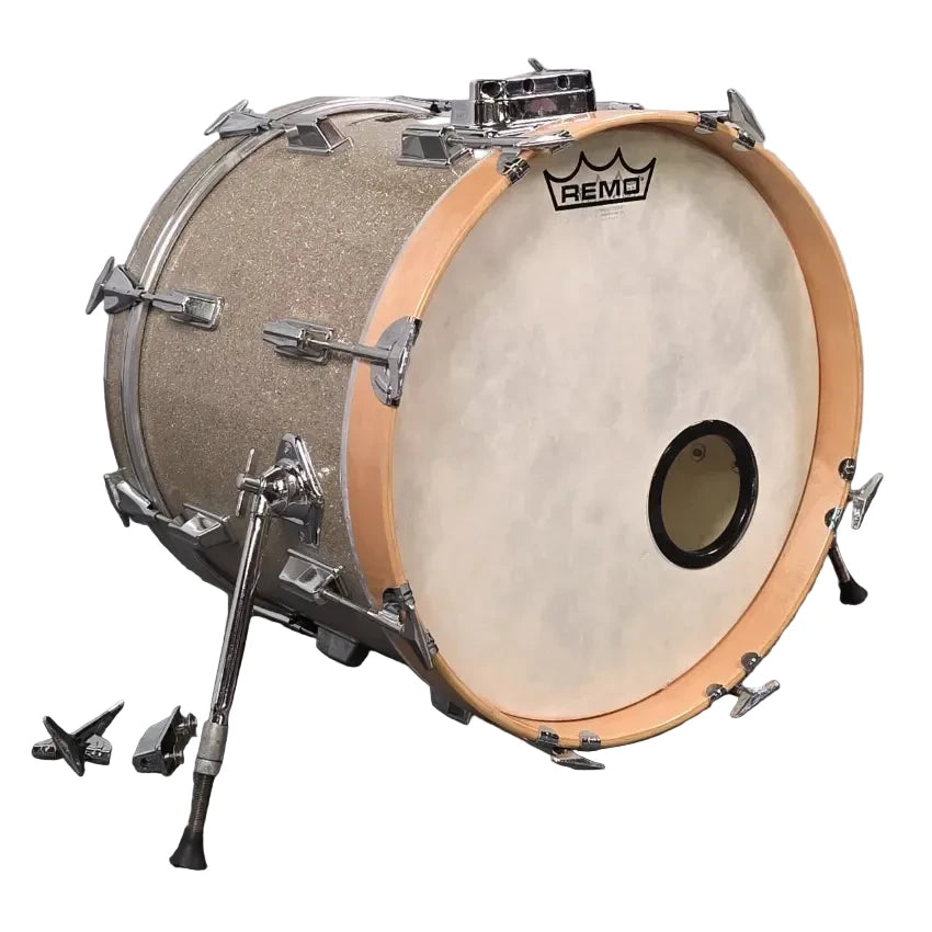 Used Pearl Wood FiberGlass Bass Drum 18x14 Gold Sparkle - Drum Center Of Portsmouth