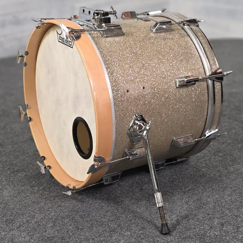Used Pearl Wood FiberGlass Bass Drum 18x14 Gold Sparkle - Drum Center Of Portsmouth