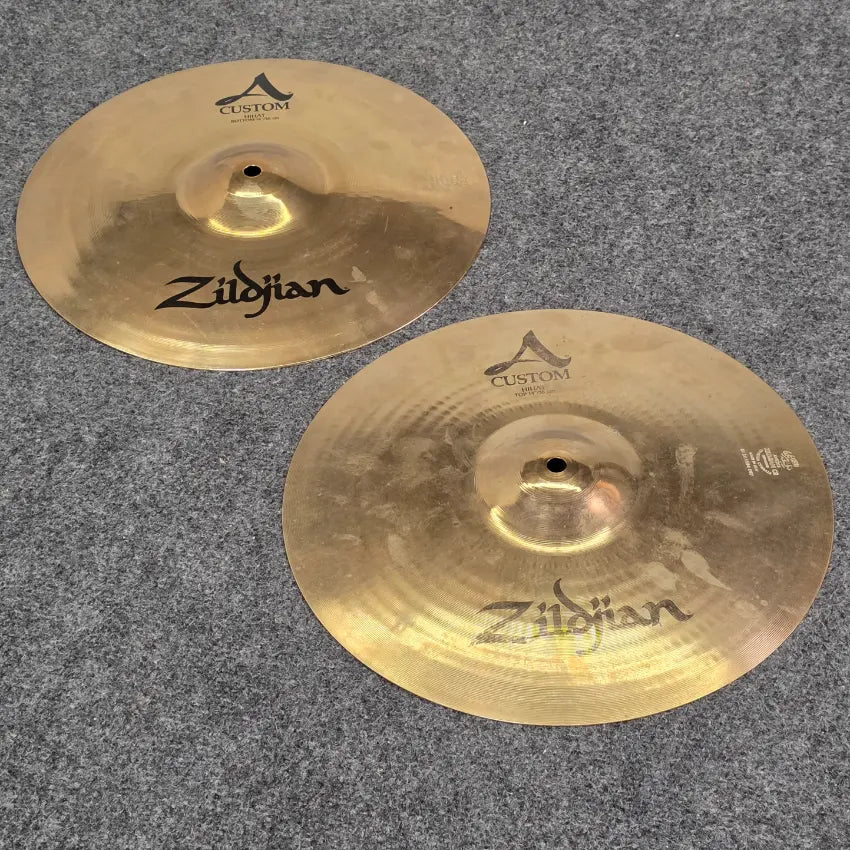 Used Zildjian A Custom Hi Hat Cymbals 14" - Good - Drum Center Of Portsmouth