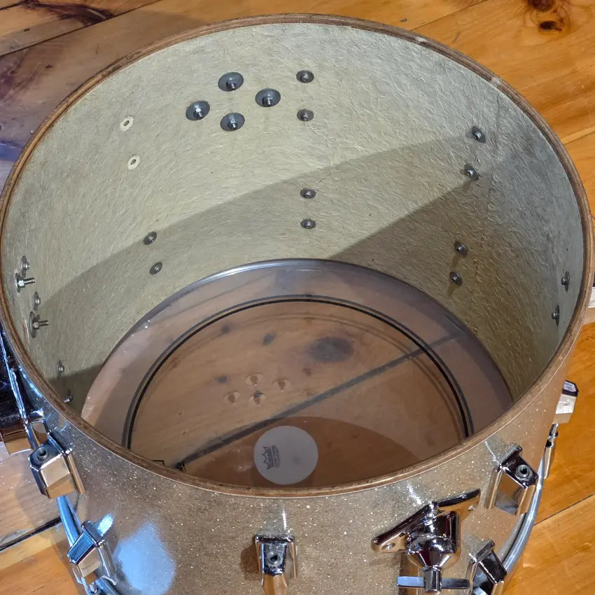 Used Pearl Wood FiberGlass Bass Drum 18x14 Gold Sparkle - Drum Center Of Portsmouth
