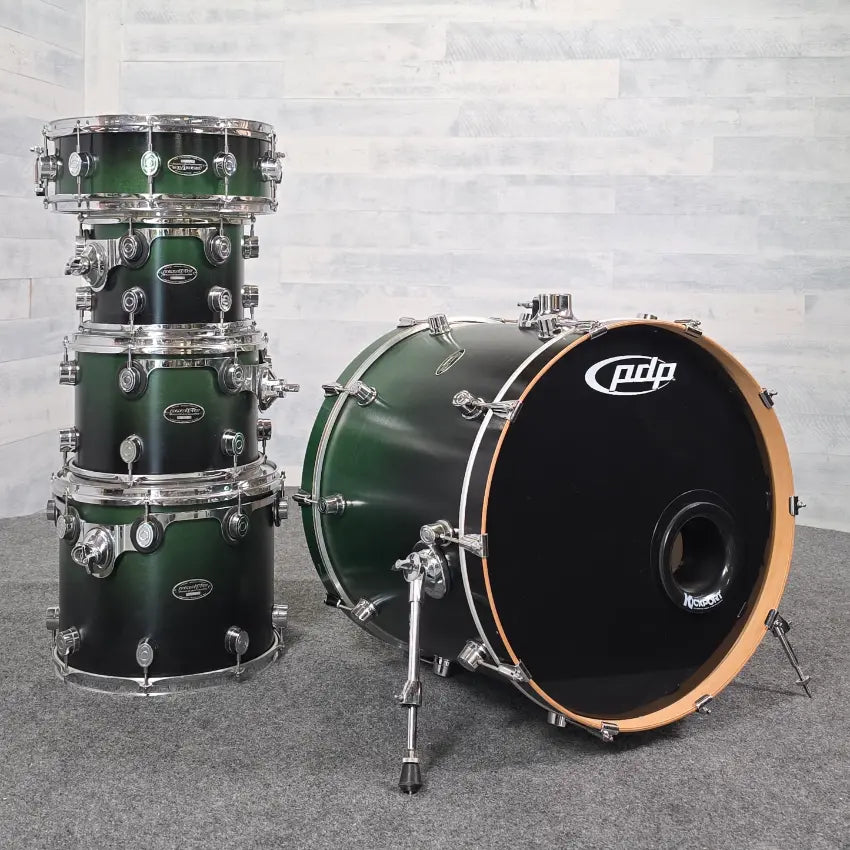 Used Pacific MX 5pc Drum Set Satin Green to Black Fade - Fair - Drum Center Of Portsmouth
