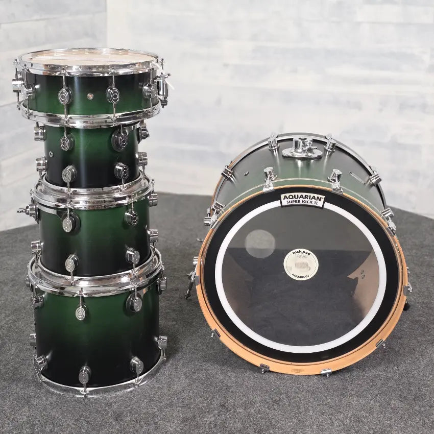 Used Pacific MX 5pc Drum Set Satin Green to Black Fade - Fair - Drum Center Of Portsmouth