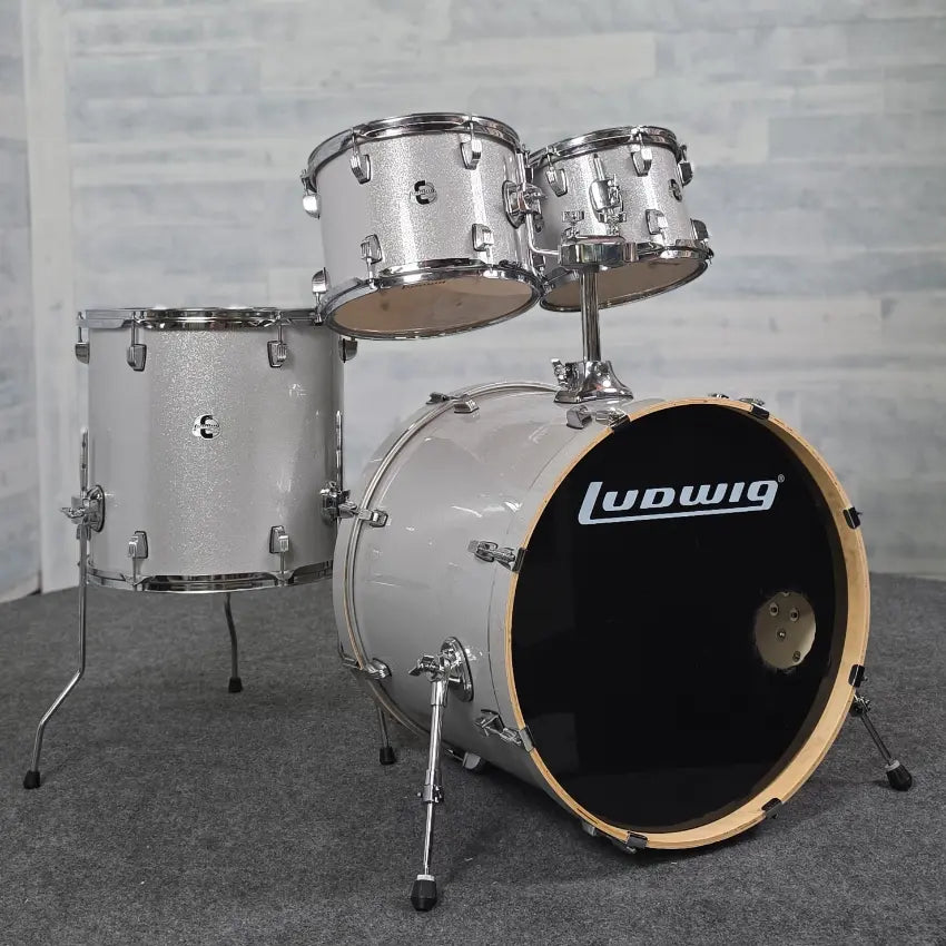Used Ludwig Accent 5pc Drum Set Silver Sparkle - Fair - Drum Center Of Portsmouth