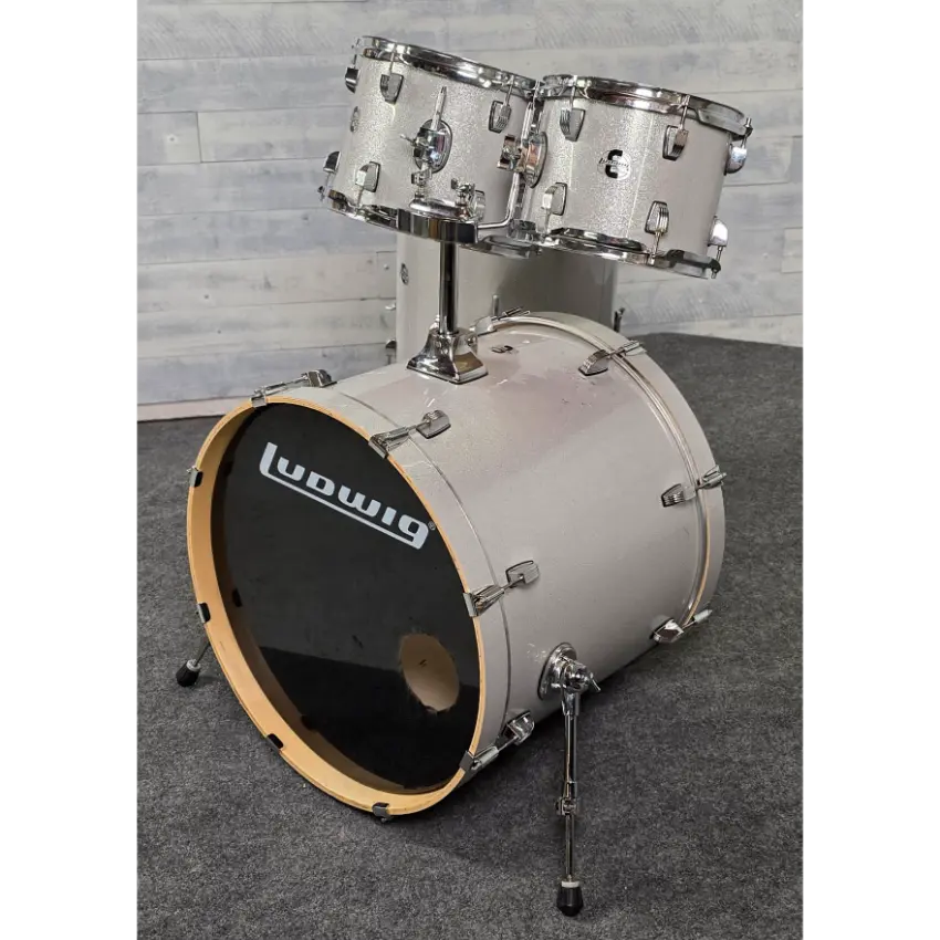 Used Ludwig Accent 5pc Drum Set Silver Sparkle - Fair - Drum Center Of Portsmouth
