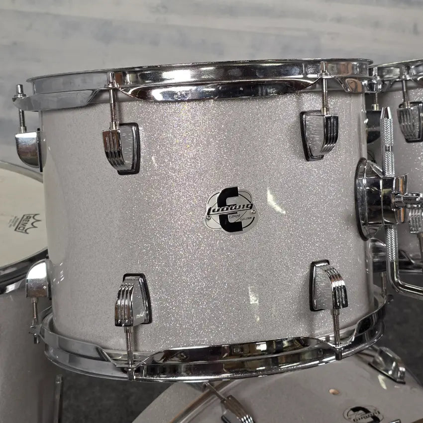 Used Ludwig Accent 5pc Drum Set Silver Sparkle - Fair - Drum Center Of Portsmouth