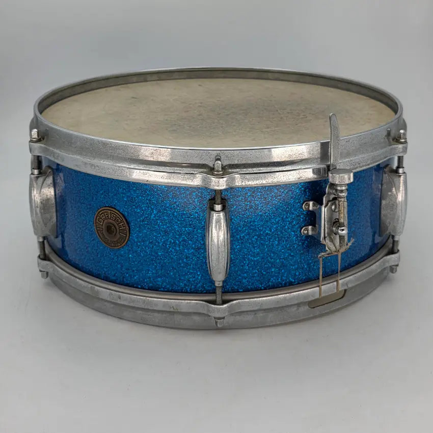 Used Vintage Gretsch Dixieland Snare Drum 14x5.5 Blue Sparkle - Good - Drum Center Of Portsmouth