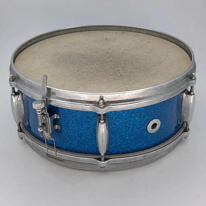 Used Vintage Gretsch Dixieland Snare Drum 14x5.5 Blue Sparkle - Good - Drum Center Of Portsmouth