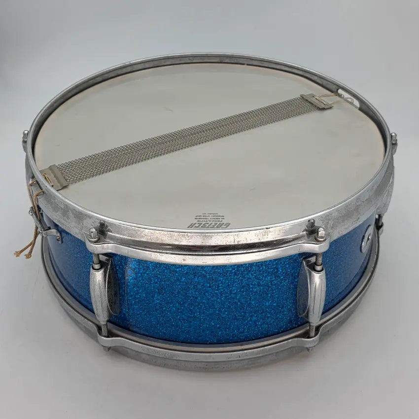 Used Vintage Gretsch Dixieland Snare Drum 14x5.5 Blue Sparkle - Good - Drum Center Of Portsmouth