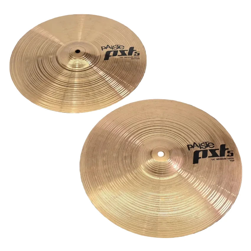 Used Paiste PST 5 Medium Hi Hat Cymbals 14" - Good - Drum Center Of Portsmouth