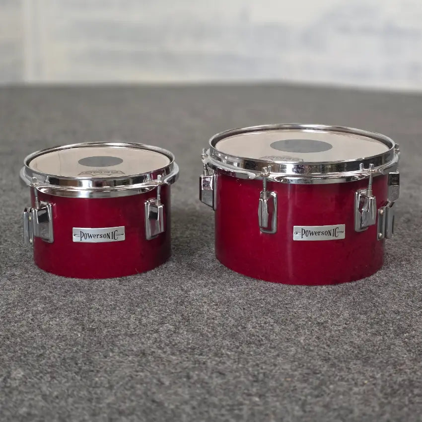Used Vintage Powersonic Concert Toms 8x5.5 & 10x6.5 Red - Fair - Drum Center Of Portsmouth