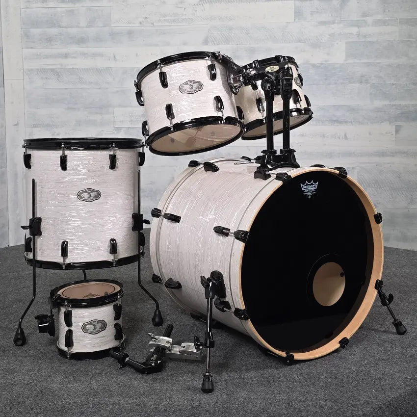 Used Pearl Vision Birch 5pc Drum Set White Marine Pearl w/Black Hardware - Good - Drum Center Of Portsmouth