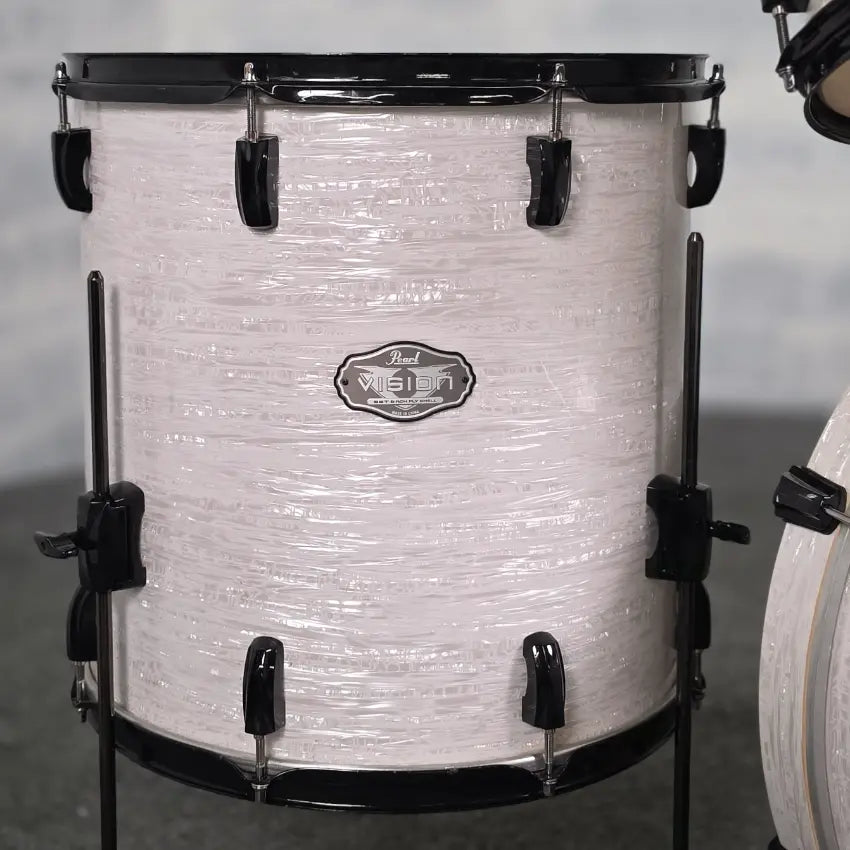 Used Pearl Vision Birch 5pc Drum Set White Marine Pearl w/Black Hardware - Good - Drum Center Of Portsmouth