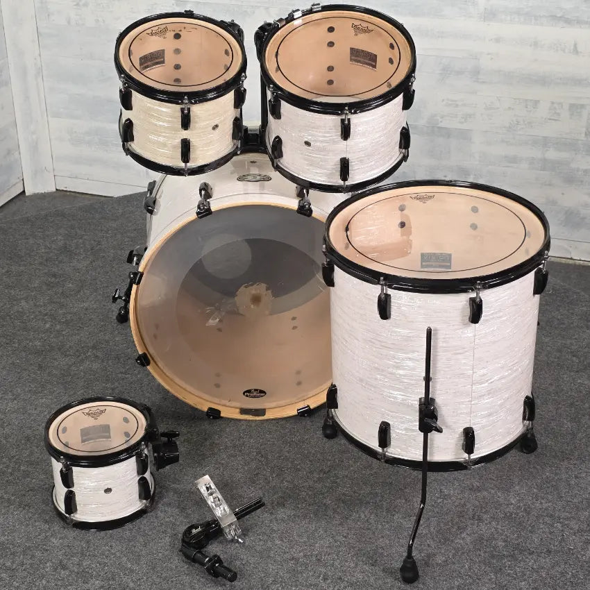 Used Pearl Vision Birch 5pc Drum Set White Marine Pearl w/Black Hardware - Good - Drum Center Of Portsmouth