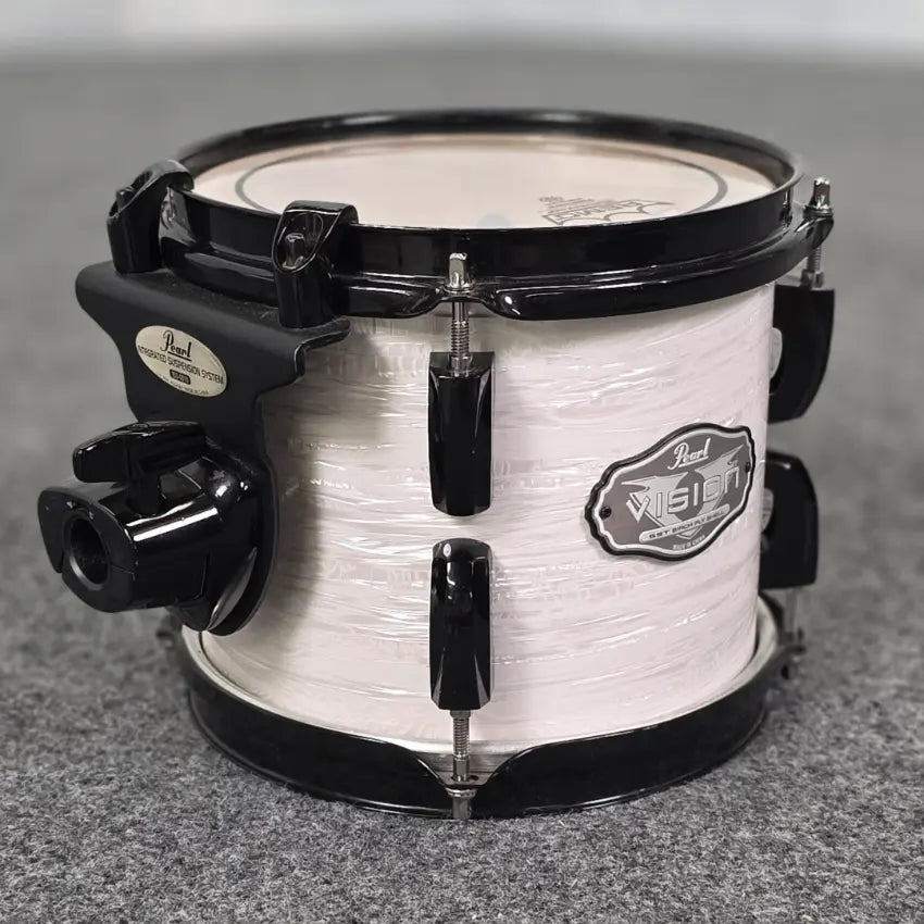 Used Pearl Vision Birch 5pc Drum Set White Marine Pearl w/Black Hardware - Good - Drum Center Of Portsmouth