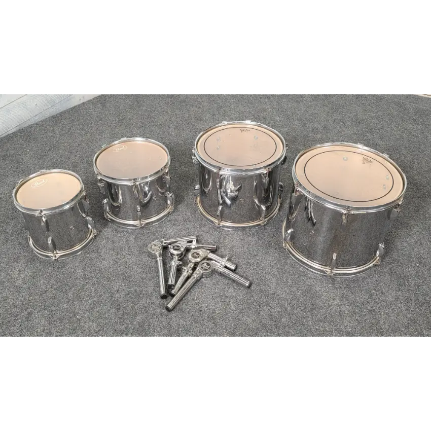 Used Pearl Export 7pc Double Bass Drum Set Chrome - Fair - Drum Center Of Portsmouth