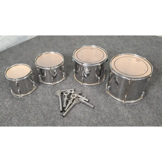 Used Pearl Export 7pc Double Bass Drum Set Chrome - Fair - Drum Center Of Portsmouth