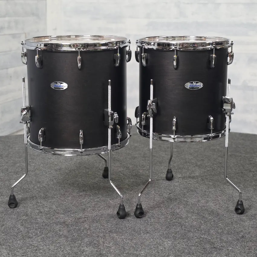 Used Pearl Masters Maple Complete 6pc Drum Set Matte Black Mist - Very Good - Drum Center Of Portsmouth