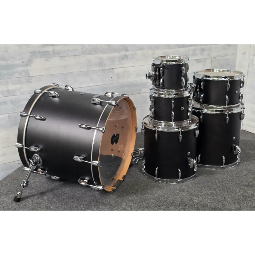 Used Pearl Masters Maple Complete 6pc Drum Set Matte Black Mist - Very Good - Drum Center Of Portsmouth